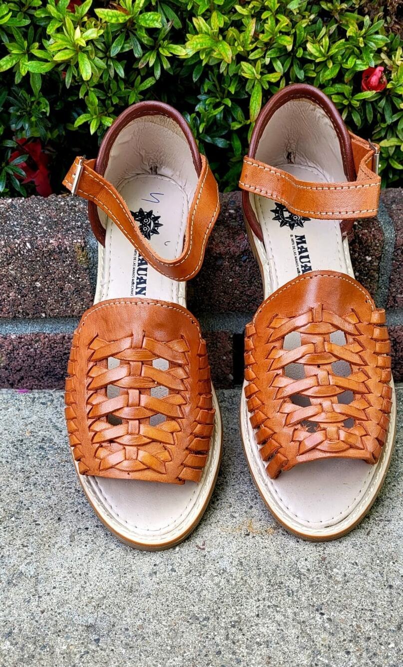 New Mexican Huarache Sandals Women Leather Brown Woven Boho Comfort Shoes NWOB